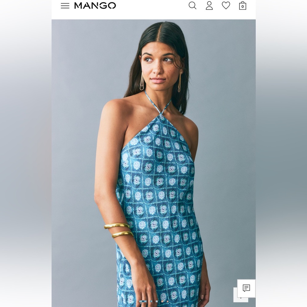 Mango Teal Geometric Halter Dress